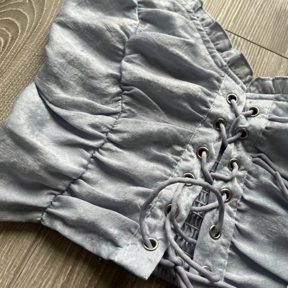 Frill Trim Lace Up Front Cami Top - Picture 2 of 6